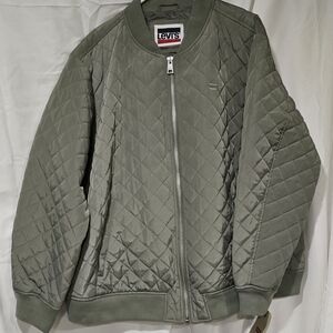 levis Diamond Quilted Bomber Jacket‎ Womens 3X Sea Green Full Zip